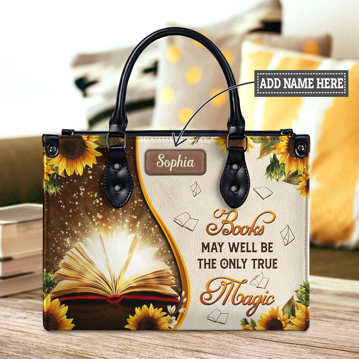 Black Interior -  Books May Well Be The Only One True Magic NQAY1702003A Leather Bag