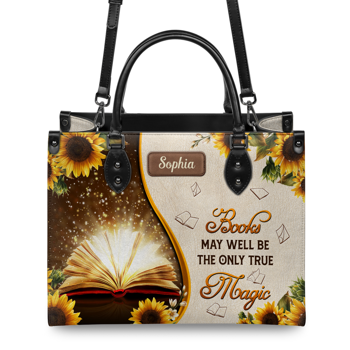 Black Interior -  Books May Well Be The Only One True Magic NQAY1702003A Leather Bag