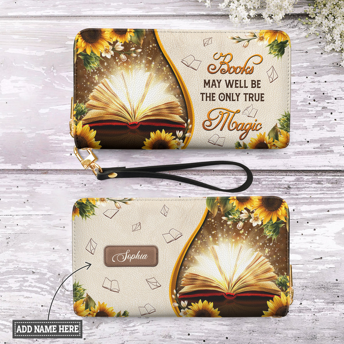 Books May Well Be The Only One True Magic HHRZ17015712AL Zip Around Leather Wallet