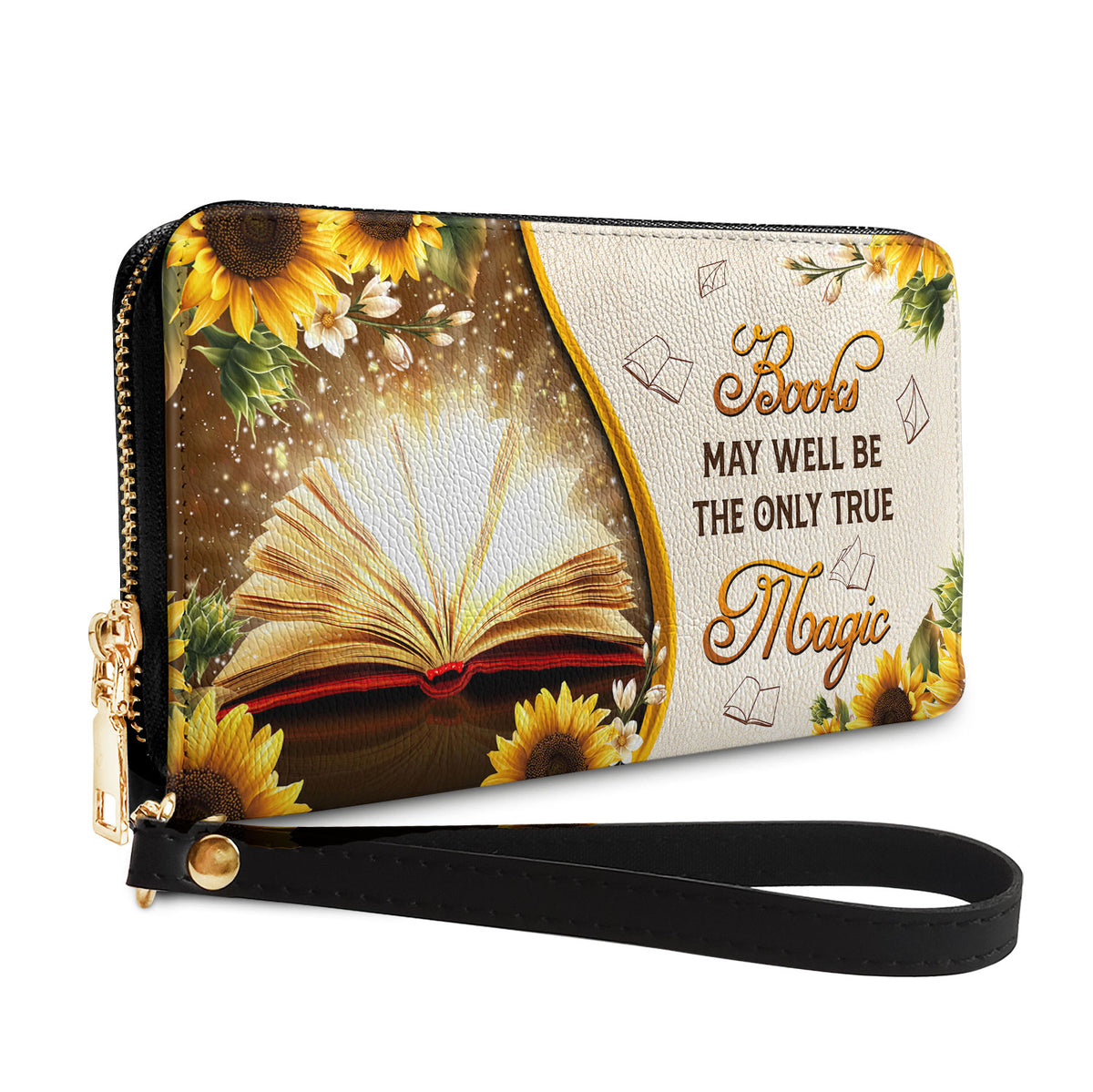 Books May Well Be The Only One True Magic HHRZ17015712AL Zip Around Leather Wallet
