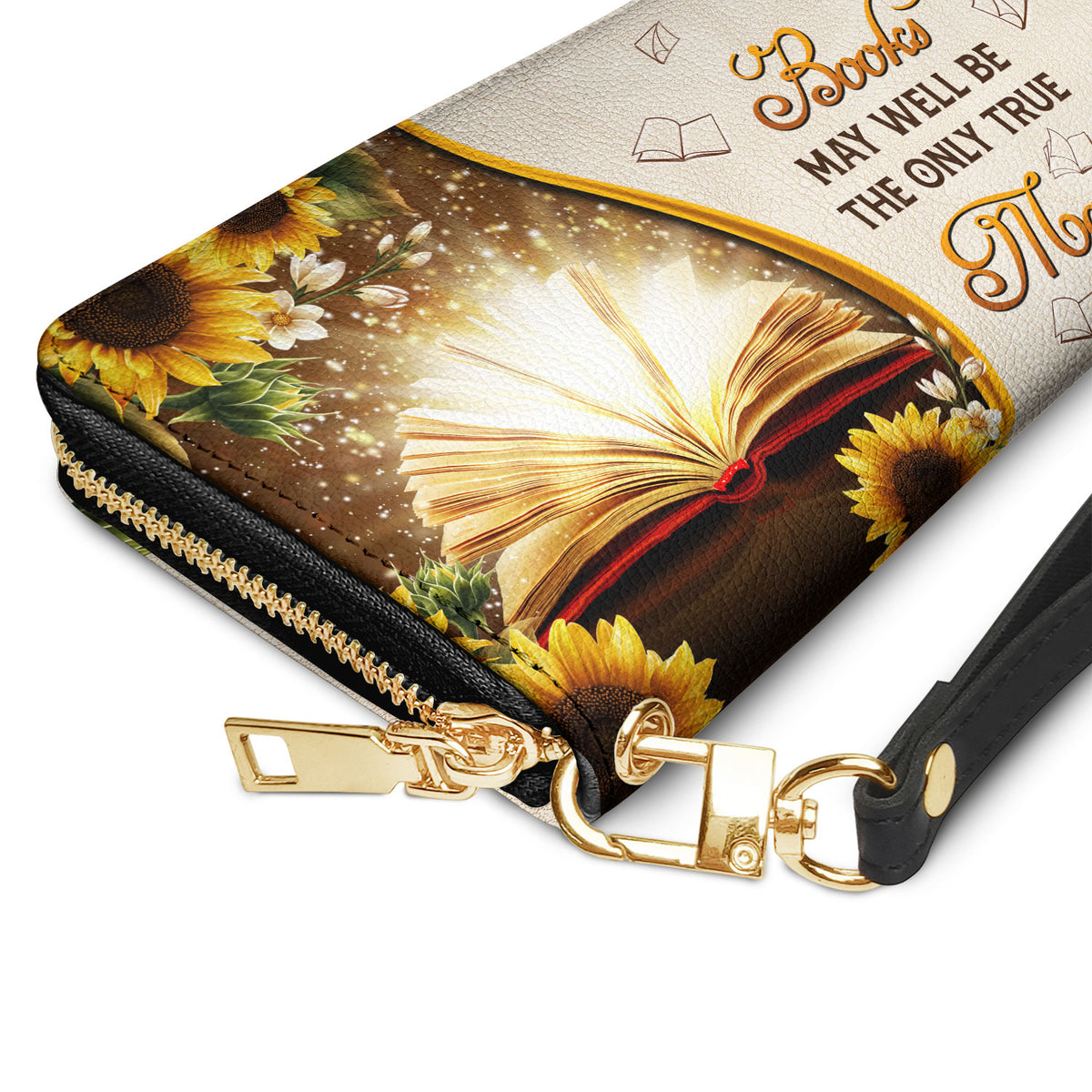 Books May Well Be The Only One True Magic HHRZ17015712AL Zip Around Leather Wallet