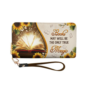 Books May Well Be The Only One True Magic HHRZ17015712AL Zip Around Leather Wallet