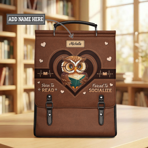 Born To Read Forced To Socialize NNRZ12010944EM Leather Backpack