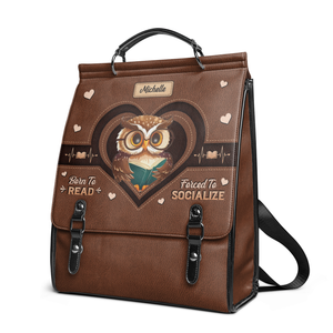 Born To Read Forced To Socialize NNRZ12010944EM Leather Backpack