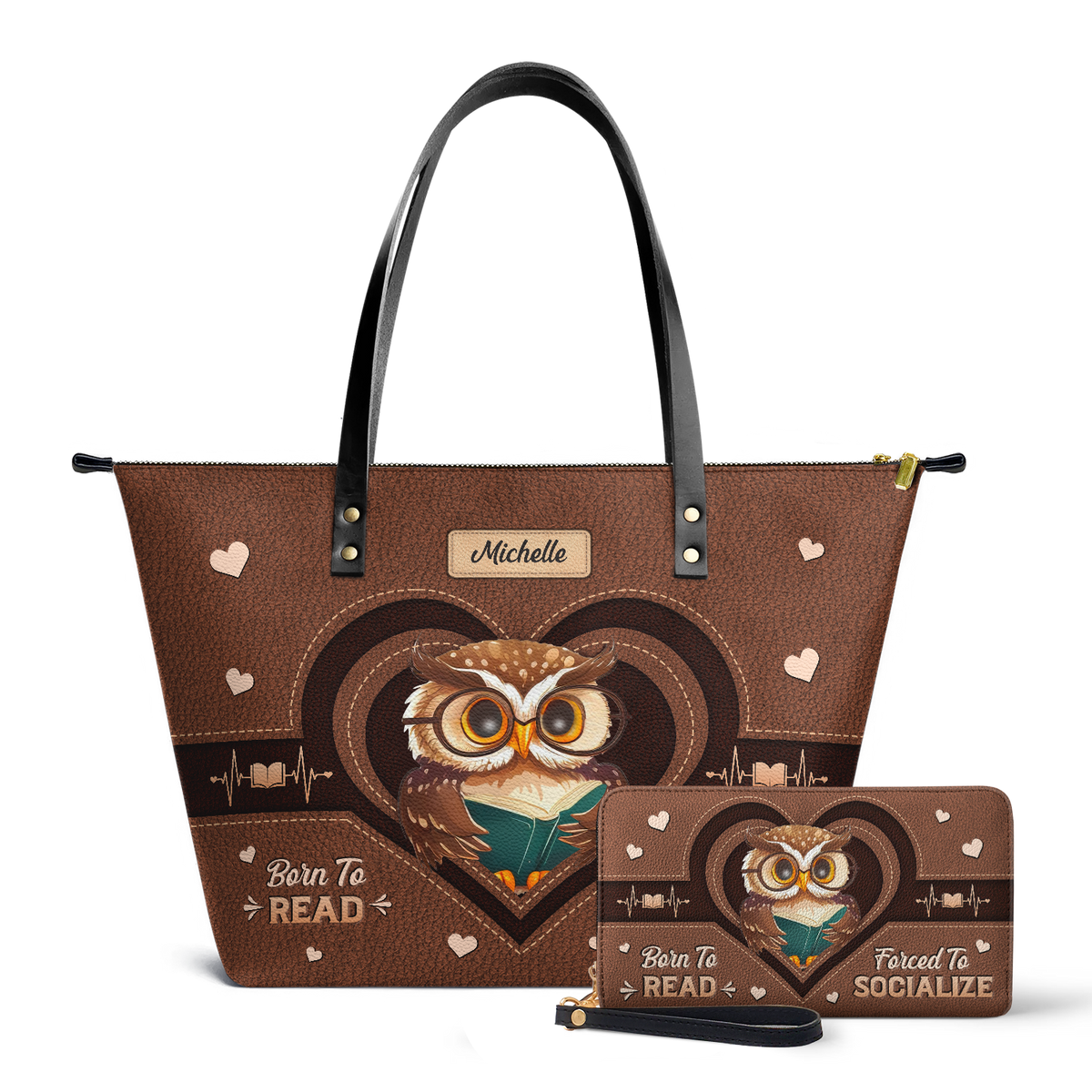 Born To Read Forced To Socialize TTRZ28103719SX Leather Tote Bag