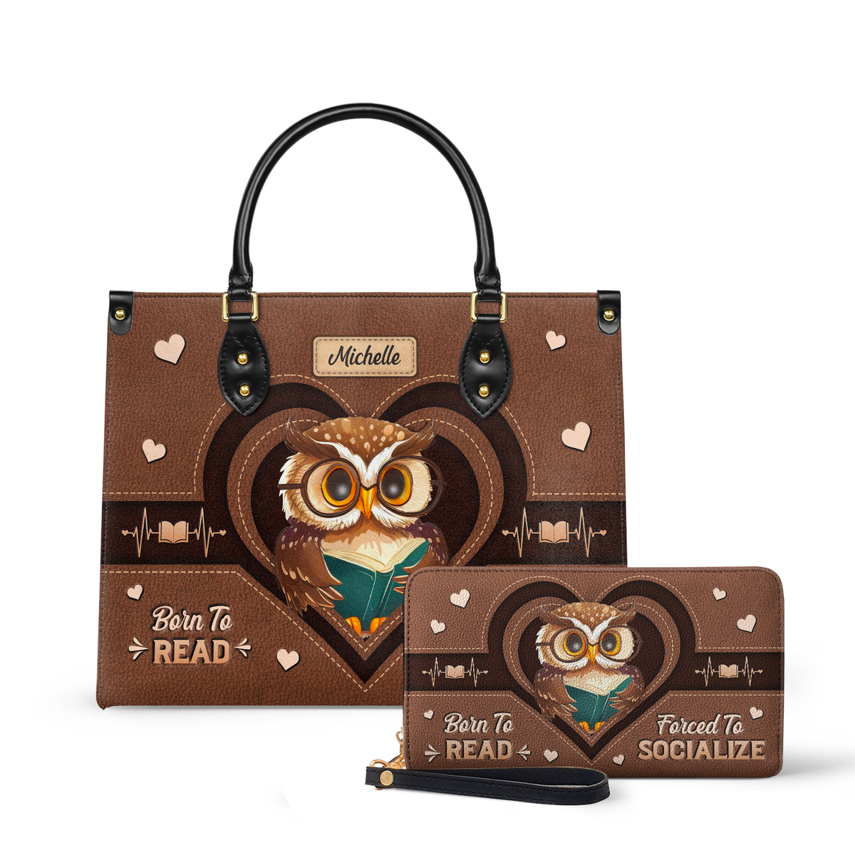 Born To Read Forced To Socialize DNRZ1702005A Leather Bag