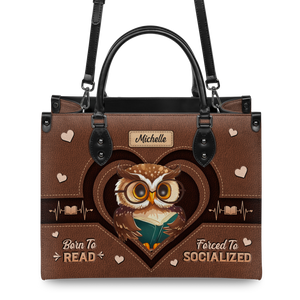 Black Interior -  Born To Read Forced To Socialize DNRZ1702005A Leather Bag
