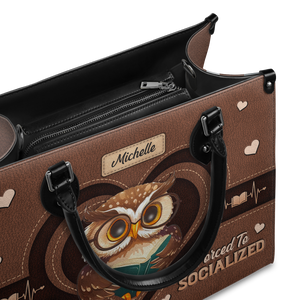 Black Interior -  Born To Read Forced To Socialize DNRZ1702005A Leather Bag