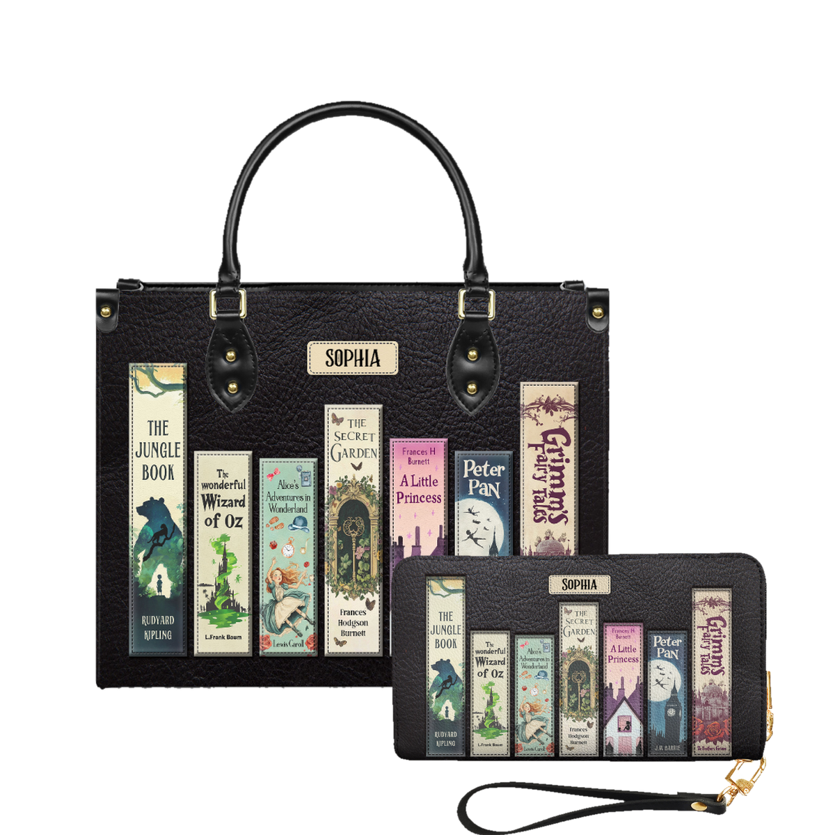 Children Books leather bag and matching zip around wallet