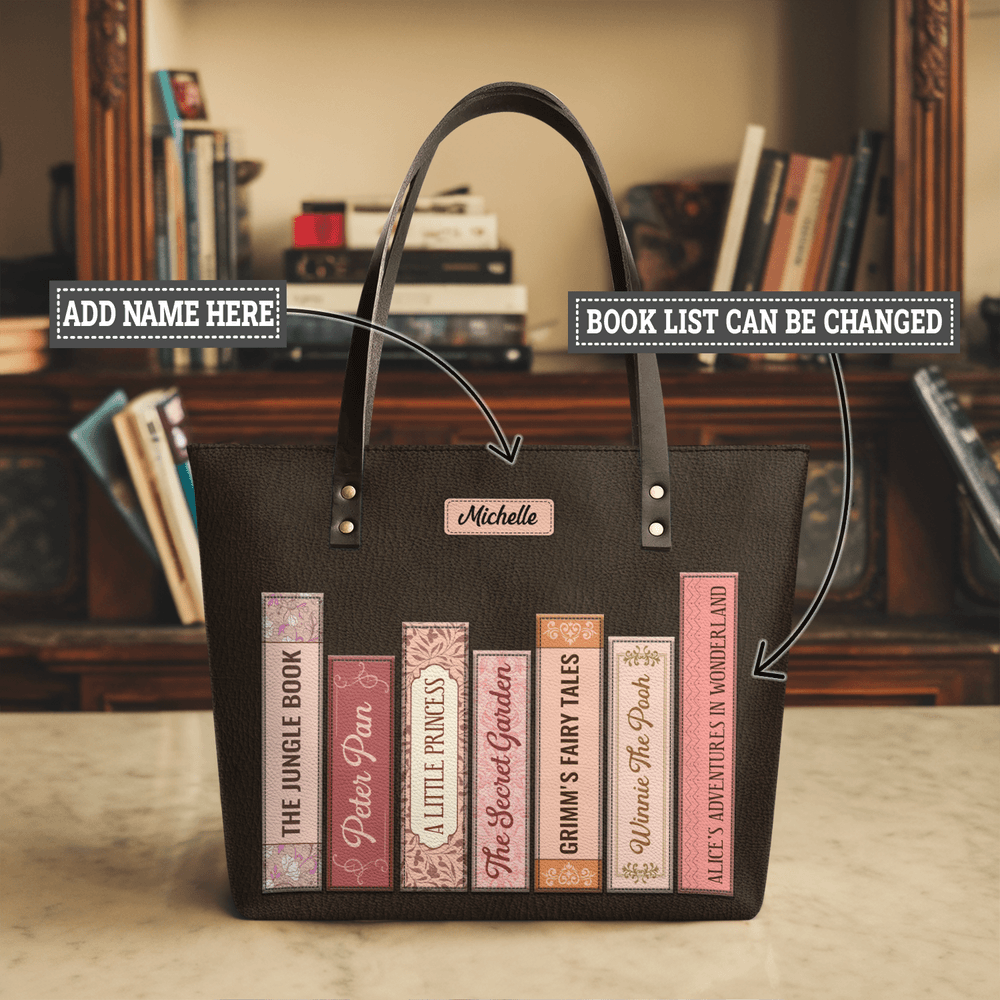 Custom Bookshelf HHRZ30105762VD Leather Tote Bag