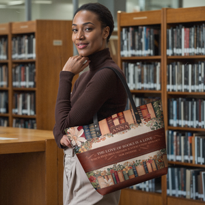 Custom Quote Floral Bookshelf TTRZ30107188VS Leather Tote Bag