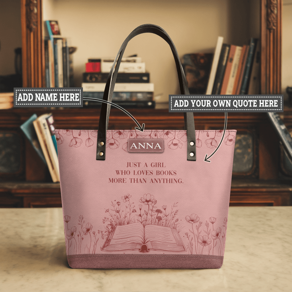 Custom Quote Minimalist TTRZ30101353QQ Leather Tote Bag