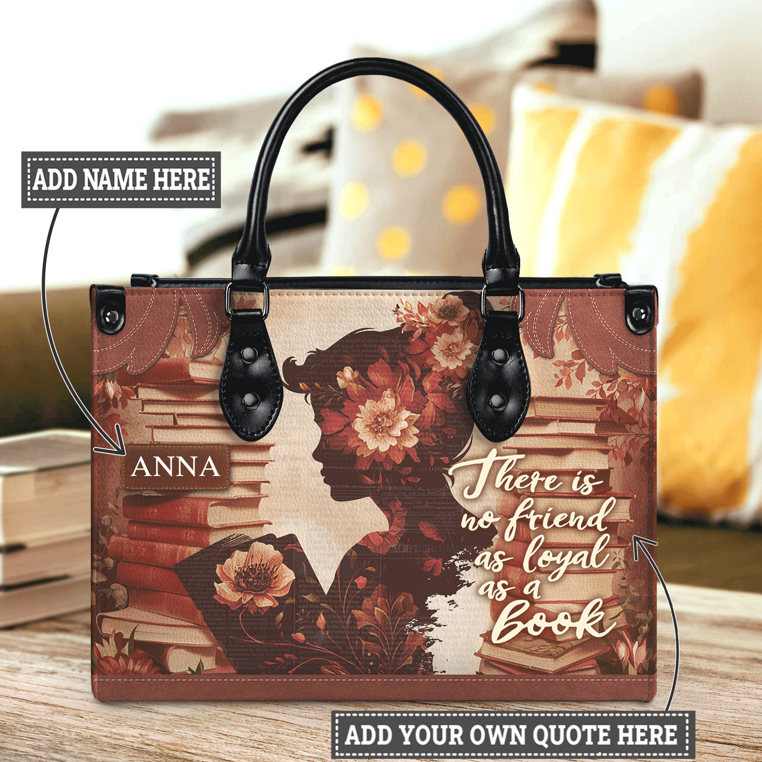 Black Interior -  Custom Quote Vintage Woman HTRZ29078610XL Leather Bag