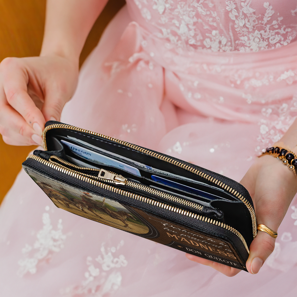 Don Quixote Perhaps To Be Too Practical Is Madness HHRZ02048343IN Zip Around Leather Wallet