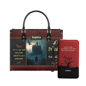 Dracula Bram Stoker A Face Meant Dead leather bag and matching zip around wallet