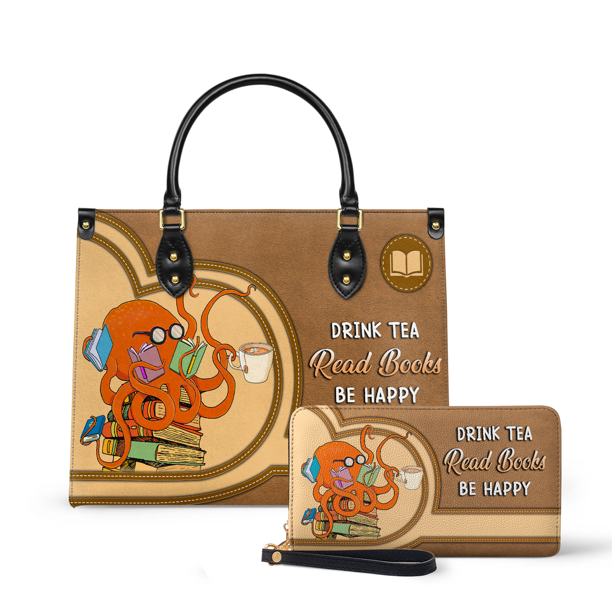 Drink Tea Read Books Be Happy HHRZ03084199CK Leather Bag