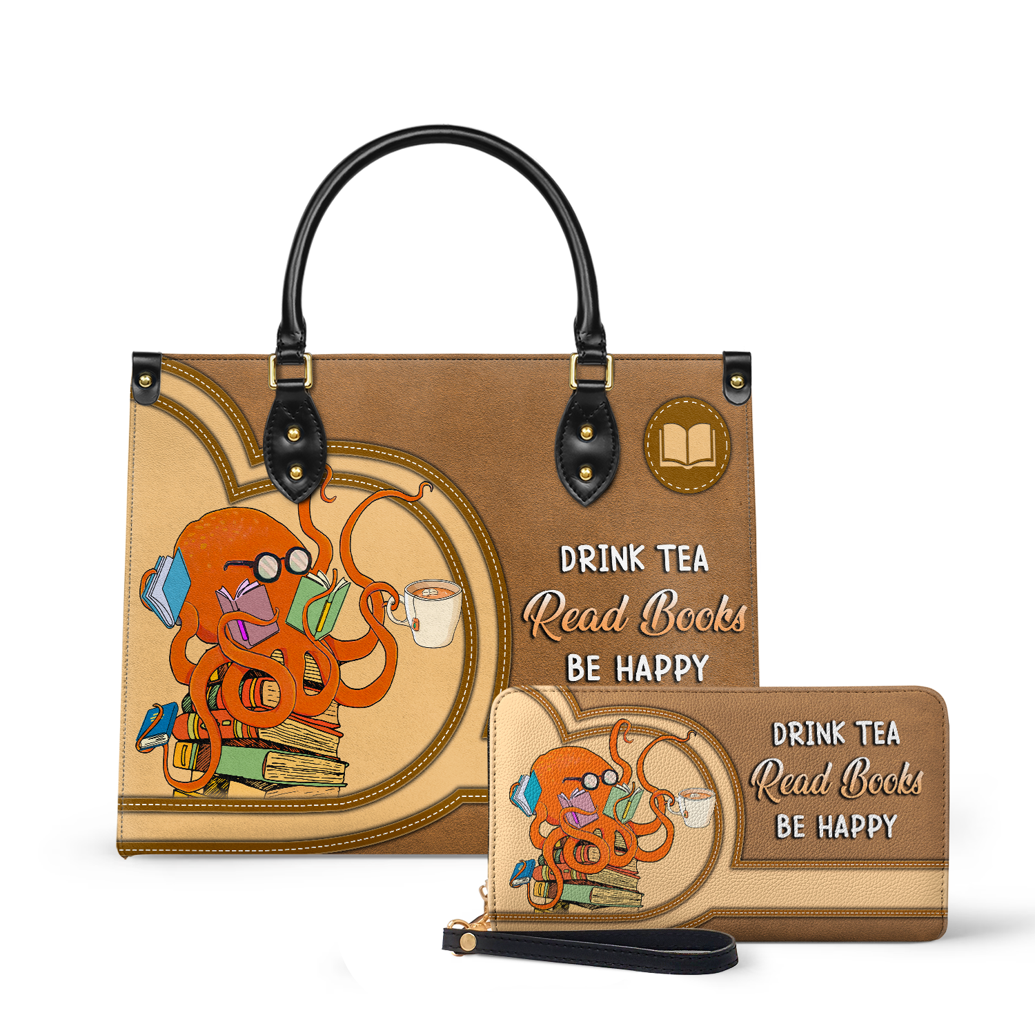 Drink Tea Read Books Be Happy HHRZ03084199CK Leather Bag