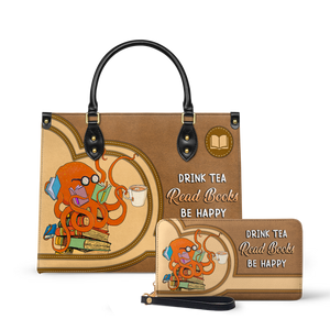 Drink Tea Read Books Be Happy HHRZ03084199CK Leather Bag