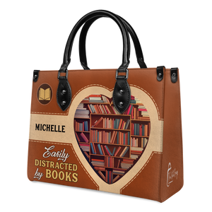 Black Interior -  Easily Distracted By Books HHAY1802004A Leather Bag