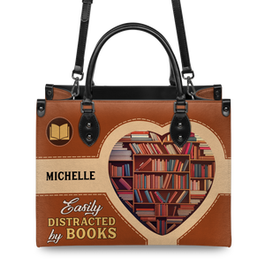 Black Interior -  Easily Distracted By Books HHAY1802004A Leather Bag
