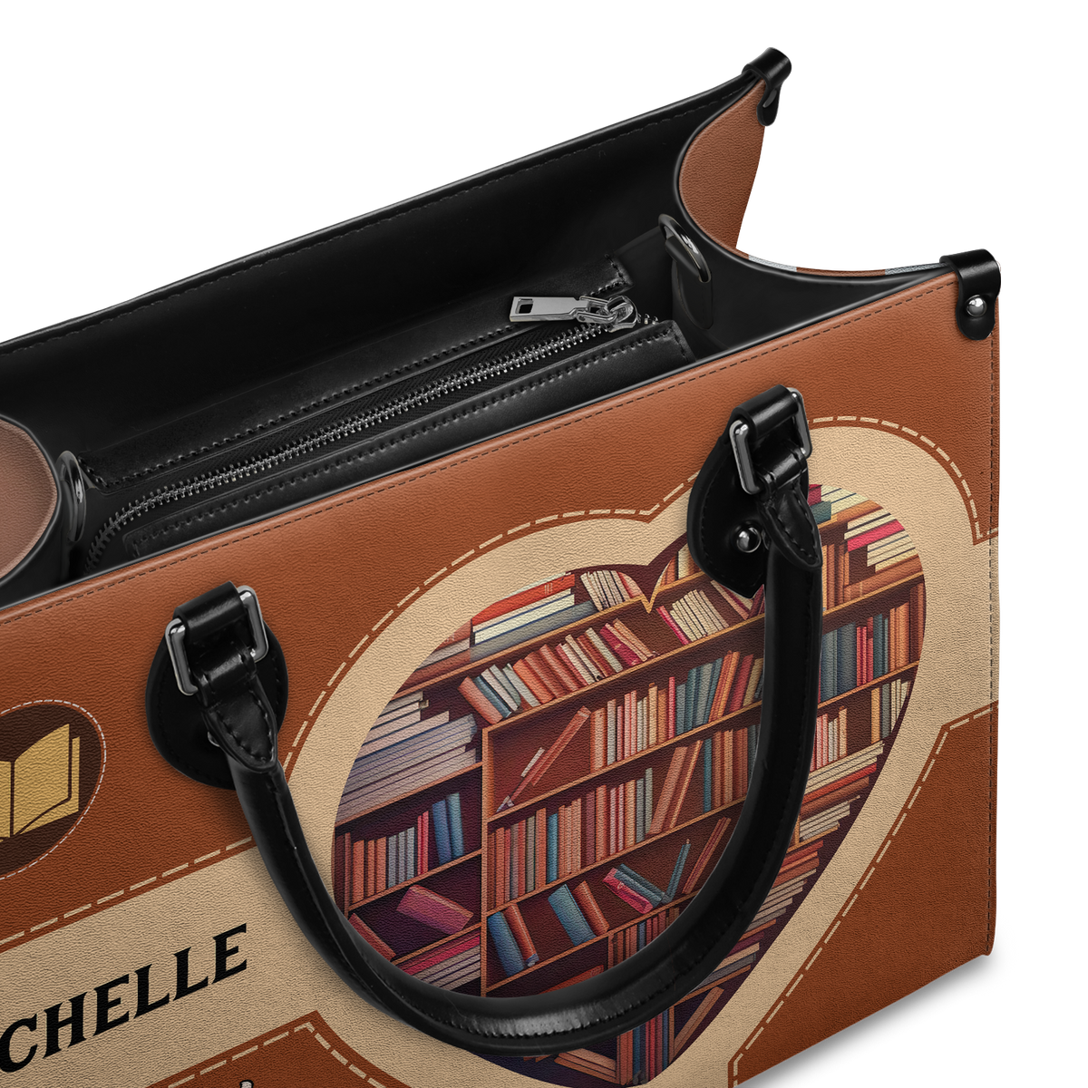 Black Interior -  Easily Distracted By Books HHAY1802004A Leather Bag