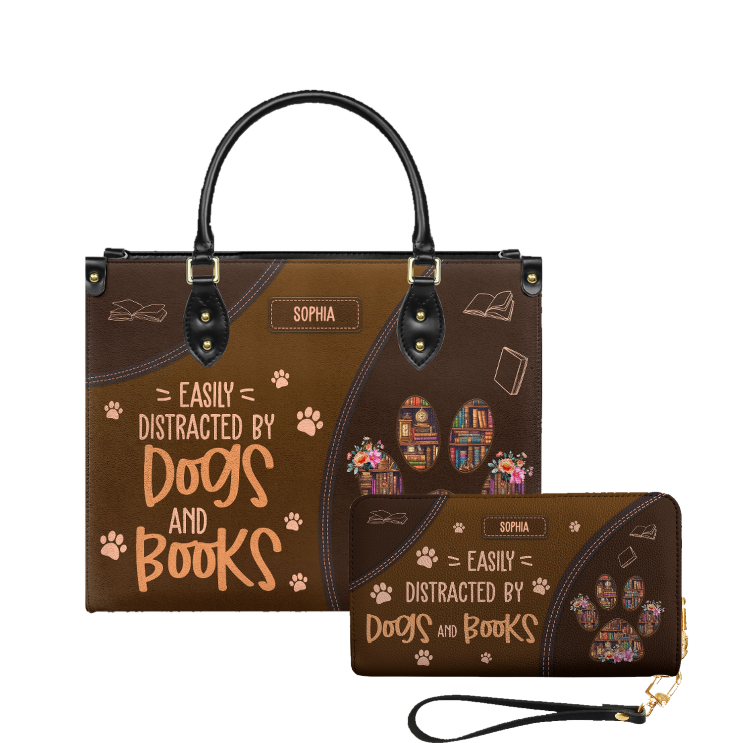 Easily Distracted By Dogs And Books HHRZ03083521RA Leather Bag