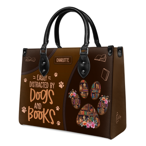 Black Interior -  Easily Distracted By Dogs And Books HHRZ03083521RA Leather Bag