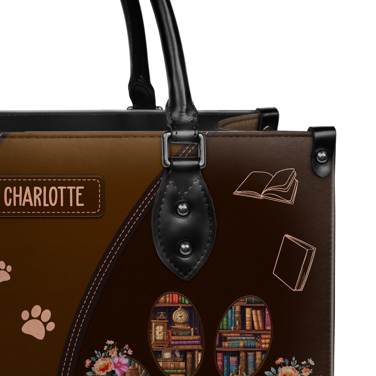 Black Interior -  Easily Distracted By Dogs And Books HHRZ03083521RA Leather Bag