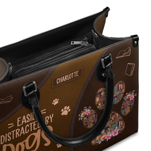 Black Interior -  Easily Distracted By Dogs And Books HHRZ03083521RA Leather Bag