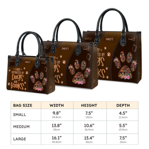 Black Interior -  Easily Distracted By Dogs And Books HHRZ03083521RA Leather Bag