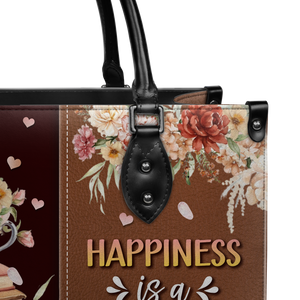 Black Interior -  Happiness Is A Cup Of Tea And A Really Good Book HTRZ20119150MI Leather Bag