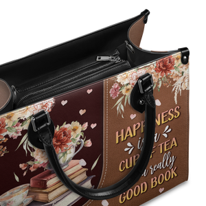 Black Interior -  Happiness Is A Cup Of Tea And A Really Good Book HTRZ20119150MI Leather Bag
