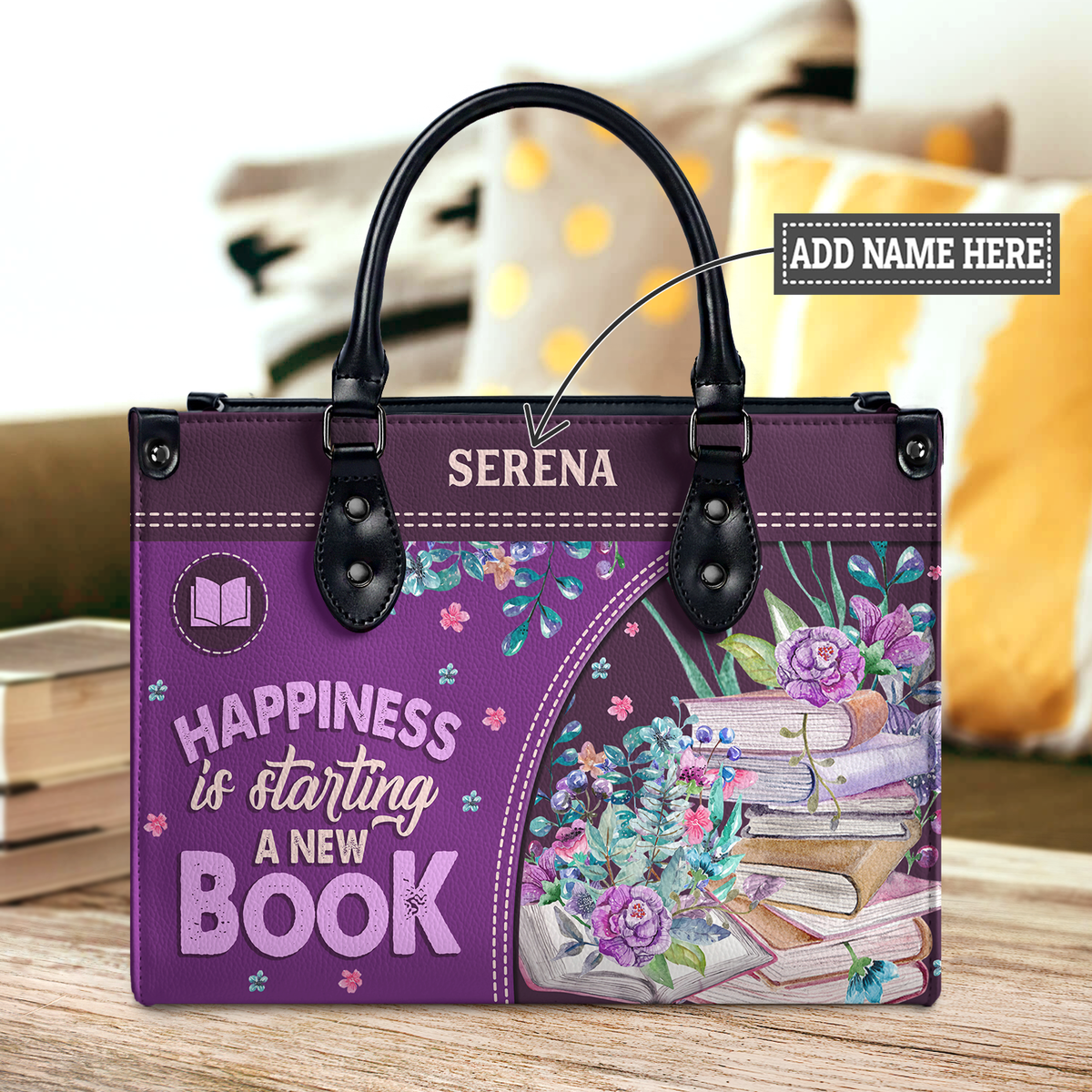 Black Interior -  Happiness Is Starting A New Book HHRZ1902002A Leather Bag