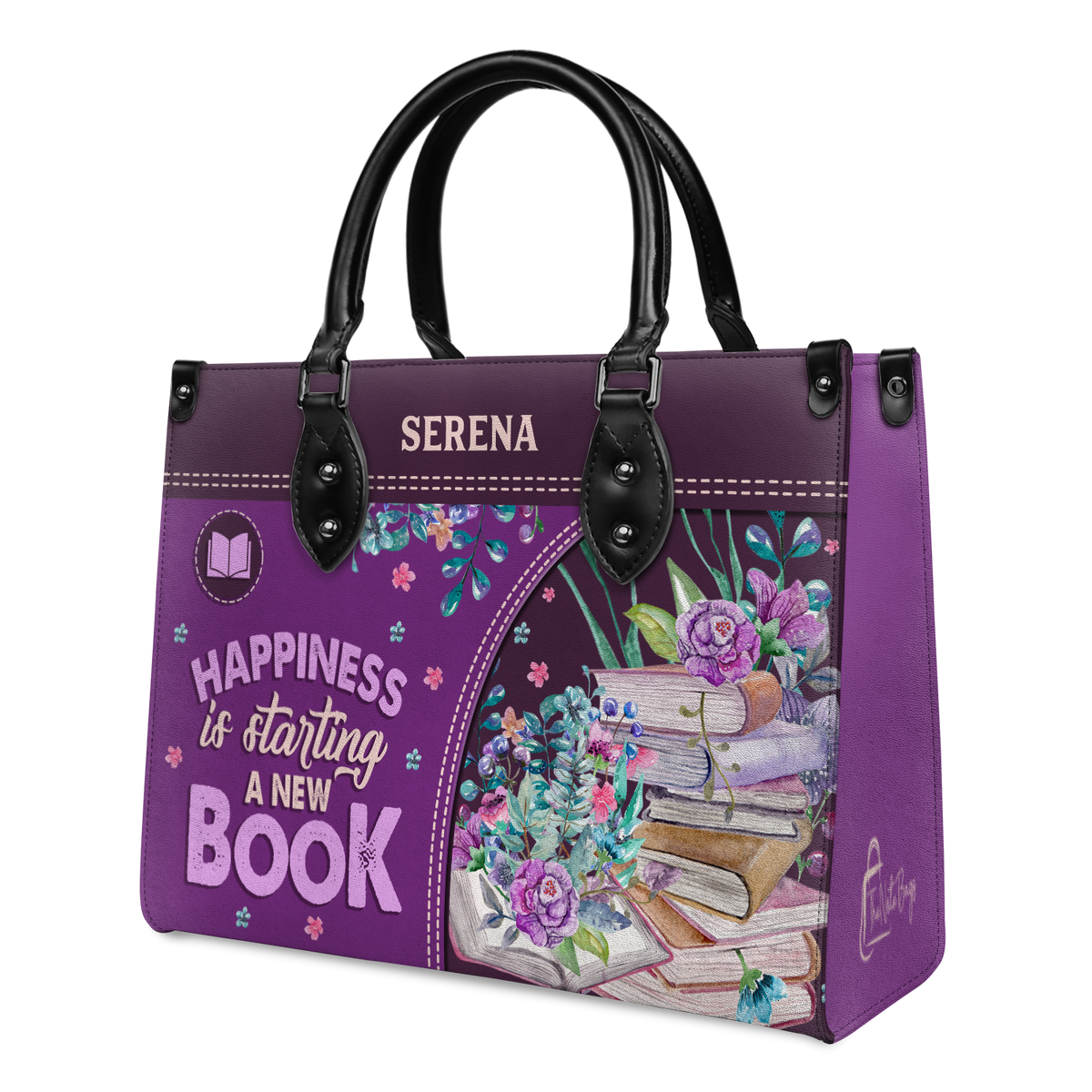 Black Interior -  Happiness Is Starting A New Book HHRZ1902002A Leather Bag