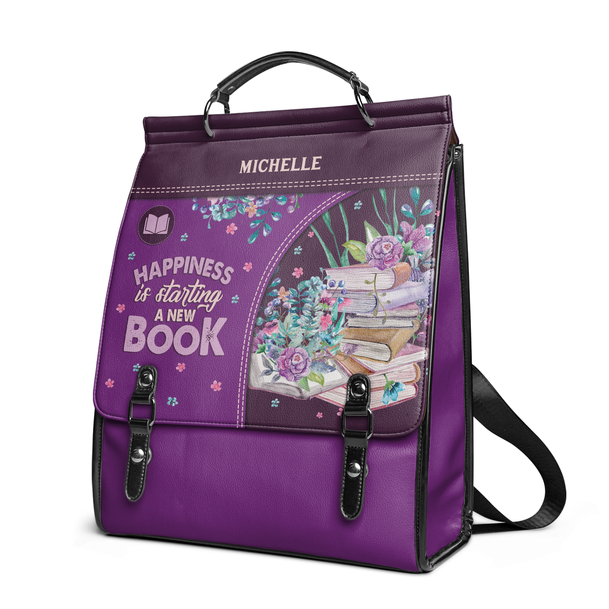 Happiness Is Starting A New Book NNRZ12010337JV Leather Backpack