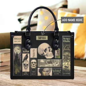 Black Interior -  Horror Books HHRZ25109132CA Leather Bag