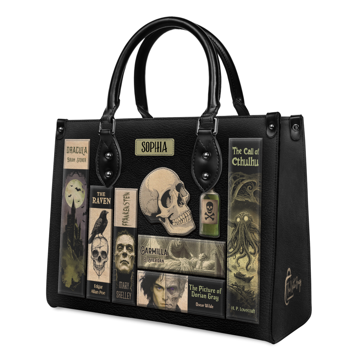 Black Interior -  Horror Books HHRZ25109132CA Leather Bag
