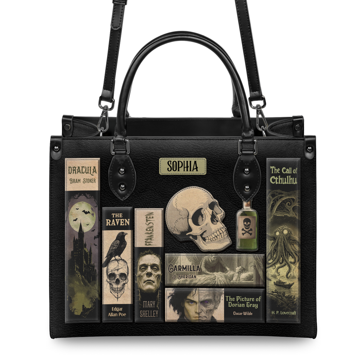 Black Interior -  Horror Books HHRZ25109132CA Leather Bag