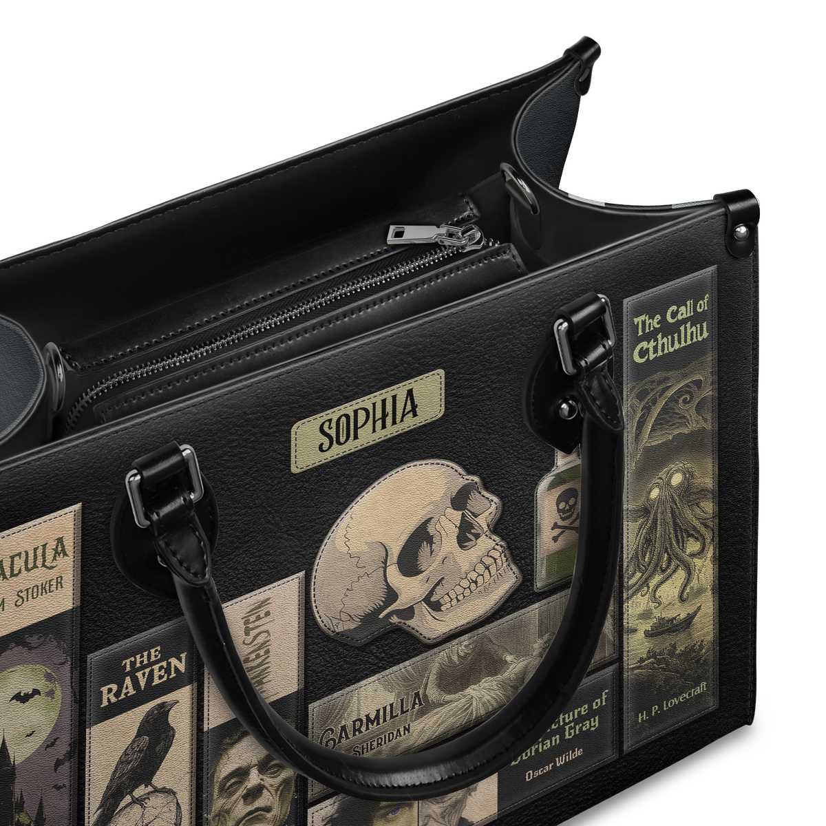 Black Interior -  Horror Books HHRZ25109132CA Leather Bag