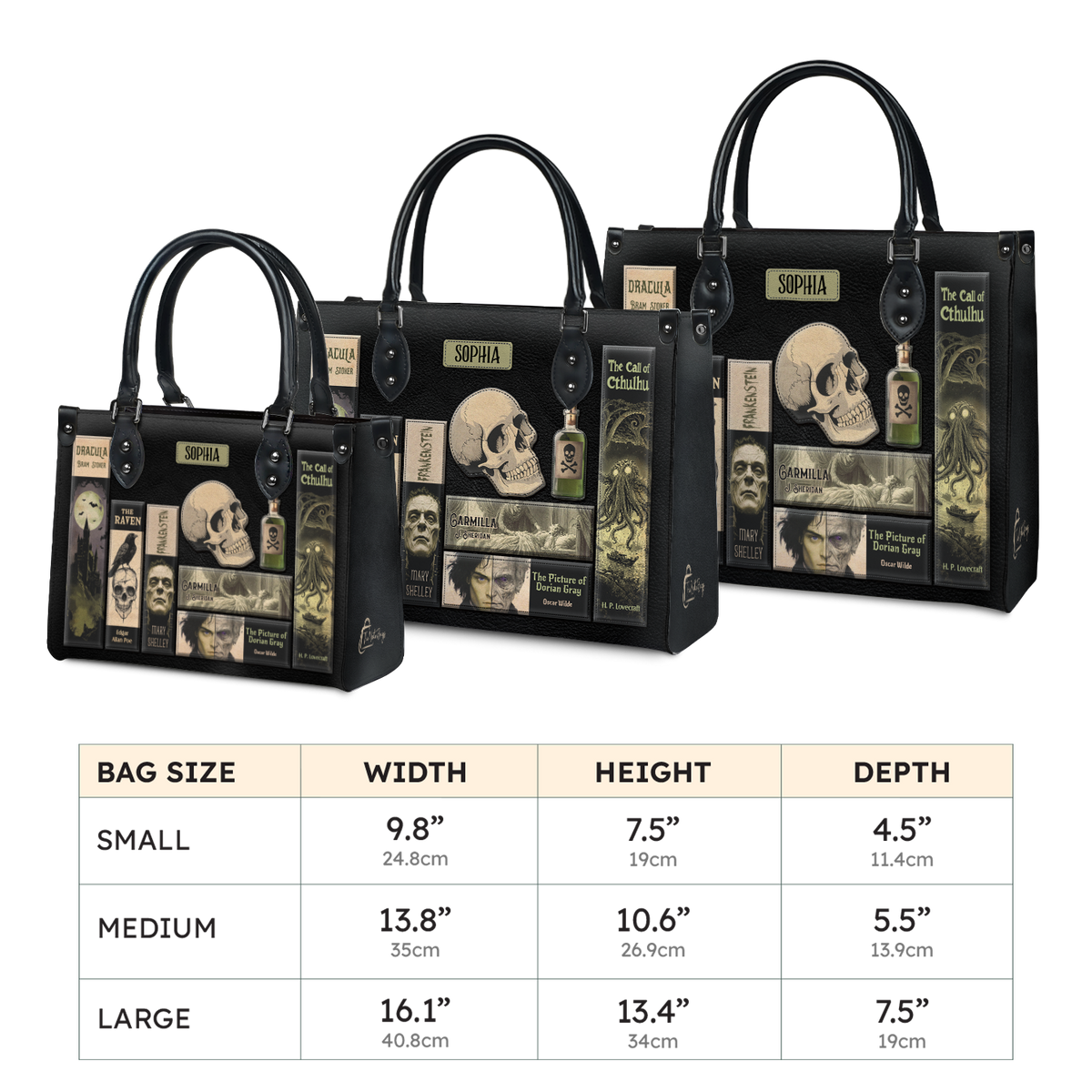 Black Interior -  Horror Books HHRZ25109132CA Leather Bag