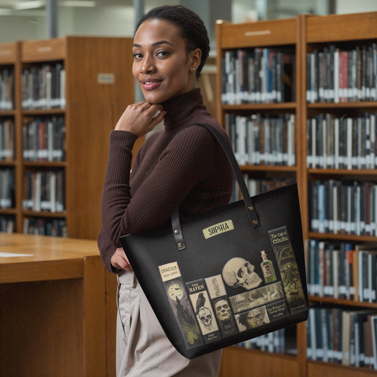 Horror Books TTRZ28107714LN Leather Tote Bag