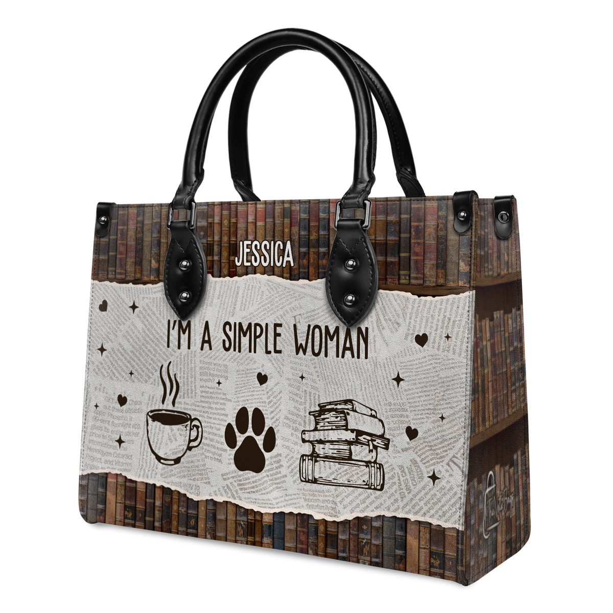 Black Interior -  I Am A Simple Woman HHRZ03084037IX Leather Bag