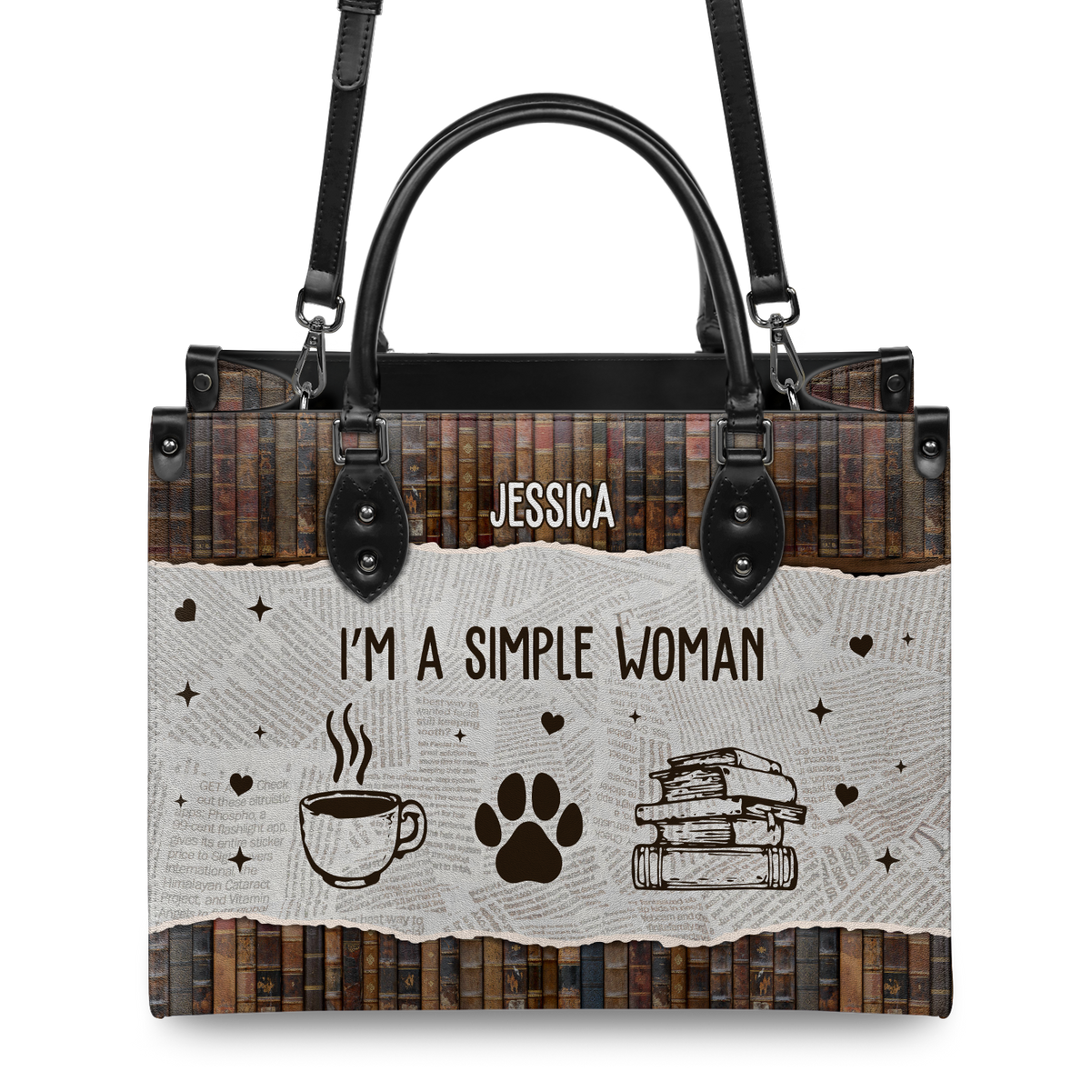 Black Interior -  I Am A Simple Woman HHRZ03084037IX Leather Bag