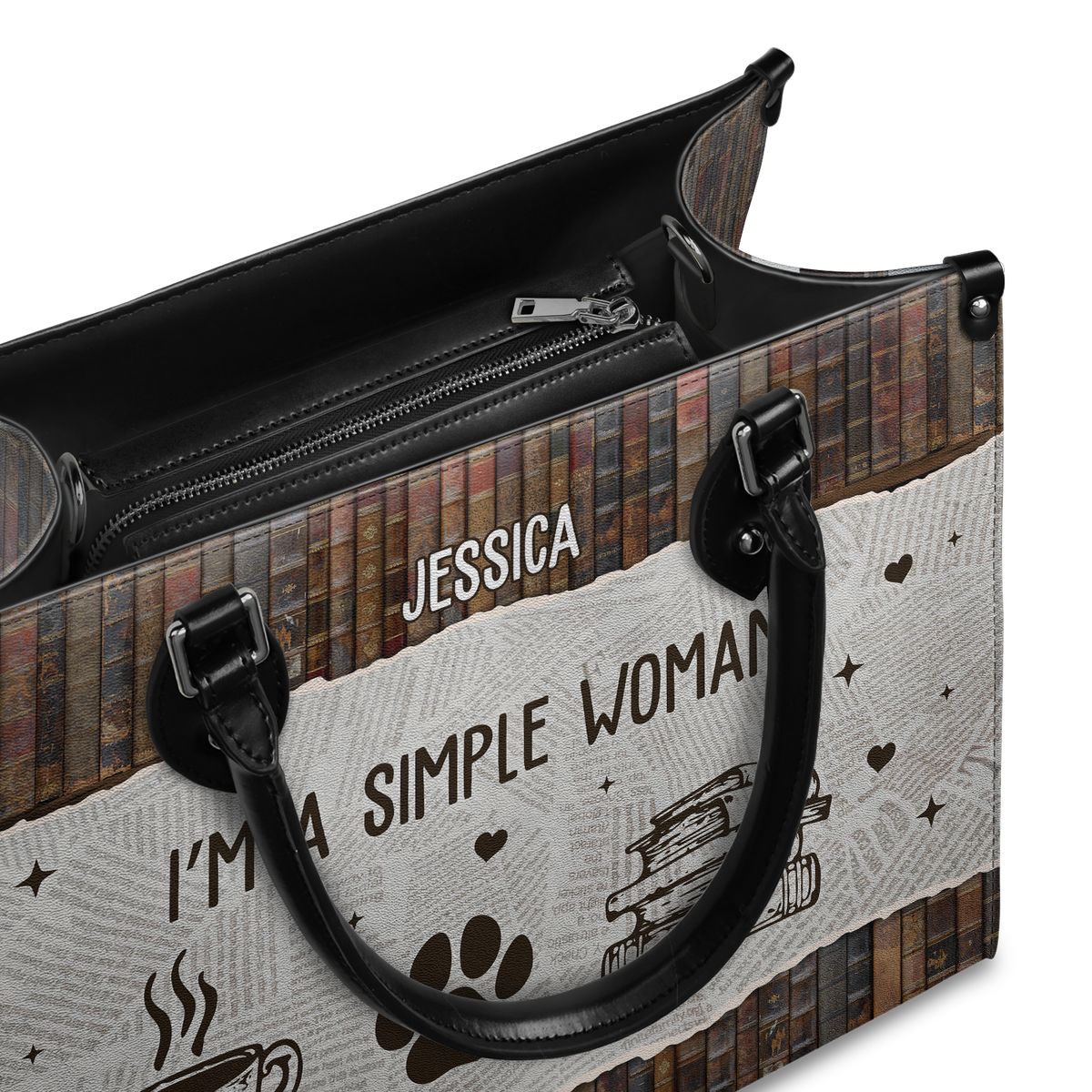 Black Interior -  I Am A Simple Woman HHRZ03084037IX Leather Bag