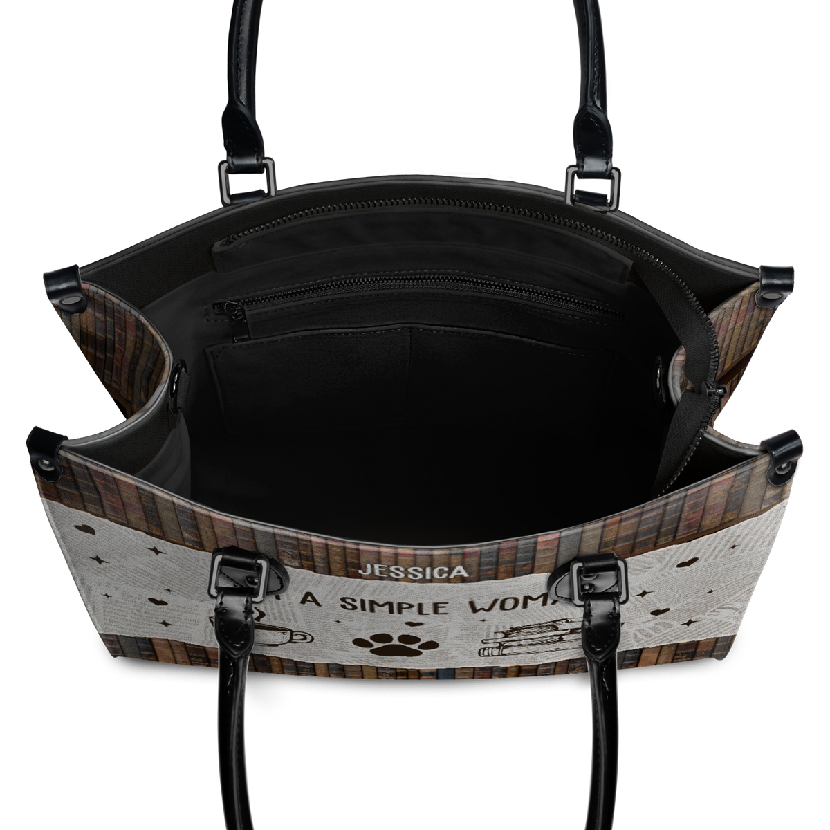 Black Interior -  I Am A Simple Woman HHRZ03084037IX Leather Bag