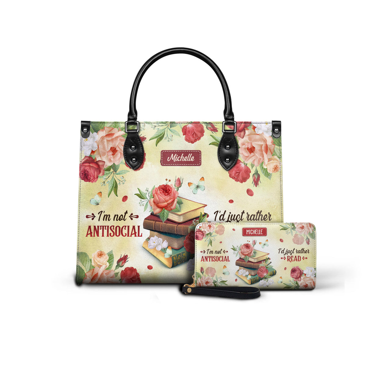 Black Interior -  I Am Not Antisocial I Would Just Rather Read DNRZ1702001A Leather Bag