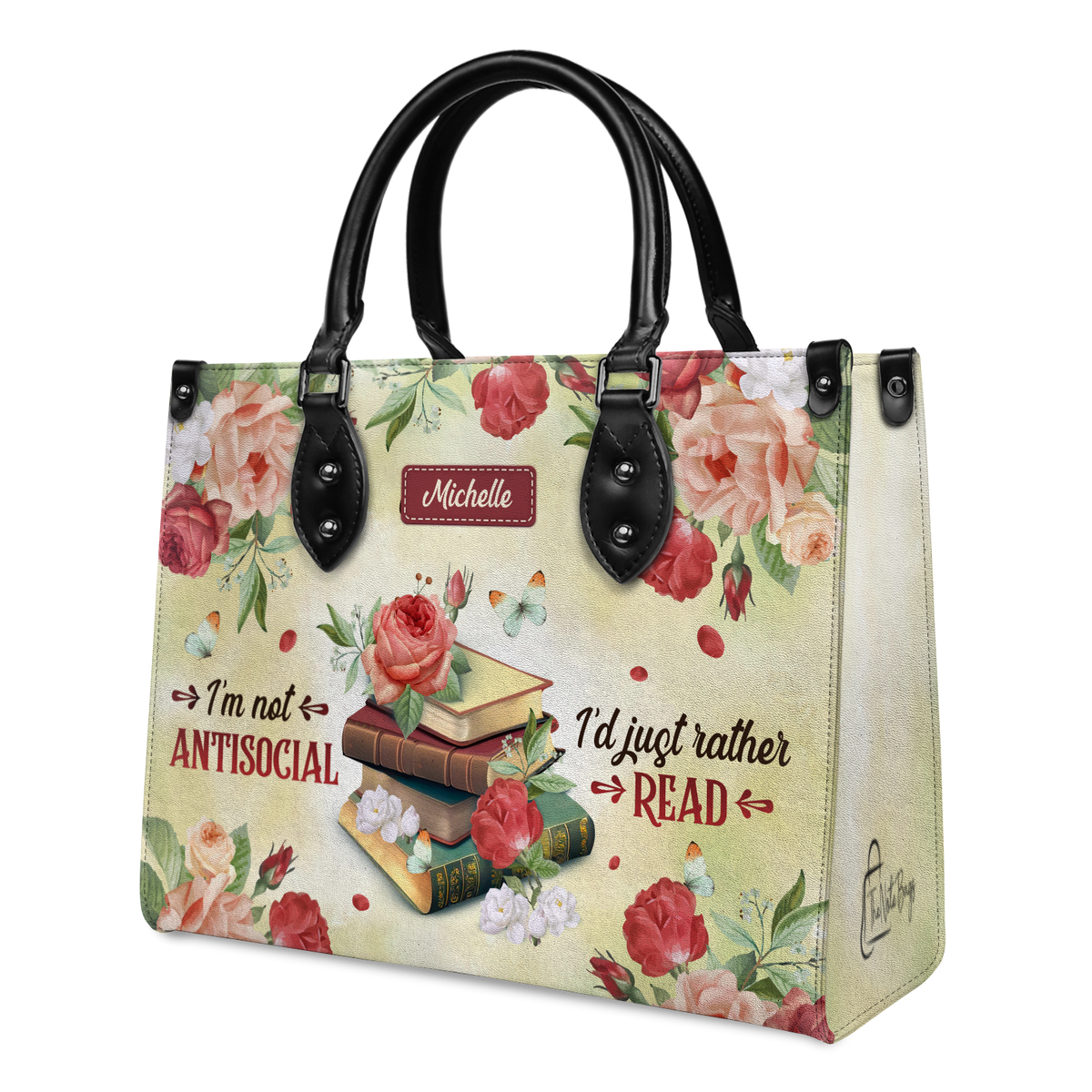 Black Interior -  I Am Not Antisocial I Would Just Rather Read DNRZ1702001A Leather Bag