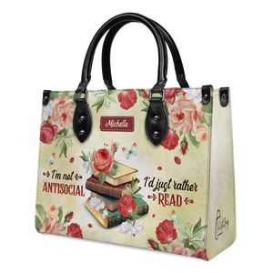 Black Interior -  I Am Not Antisocial I Would Just Rather Read DNRZ1702001A Leather Bag