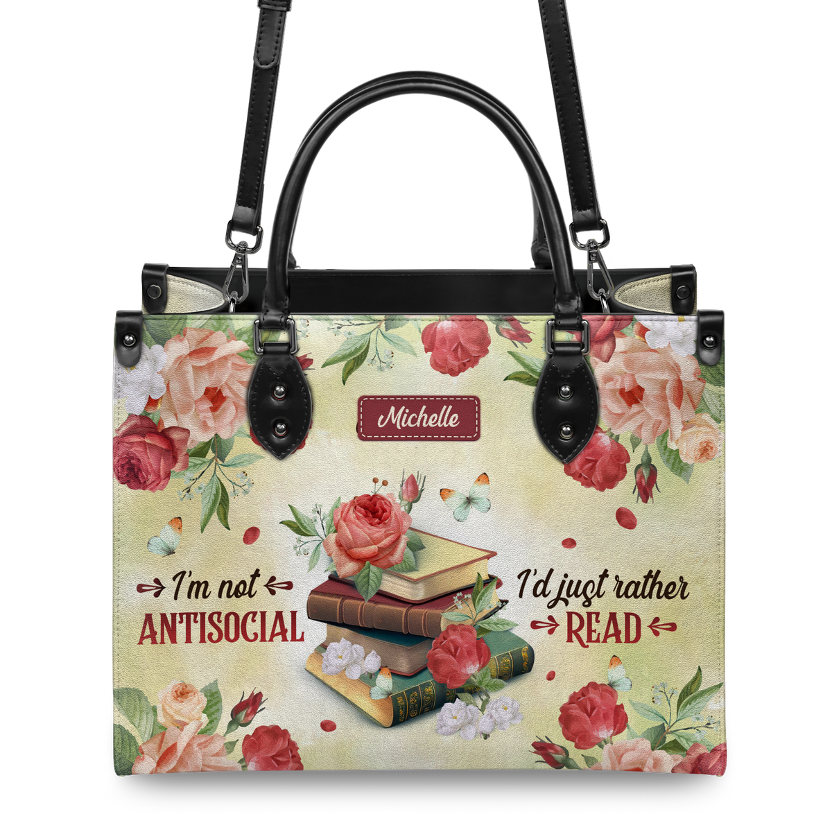 Black Interior -  I Am Not Antisocial I Would Just Rather Read DNRZ1702001A Leather Bag