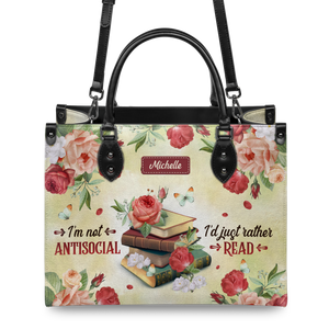 Black Interior -  I Am Not Antisocial I Would Just Rather Read DNRZ1702001A Leather Bag